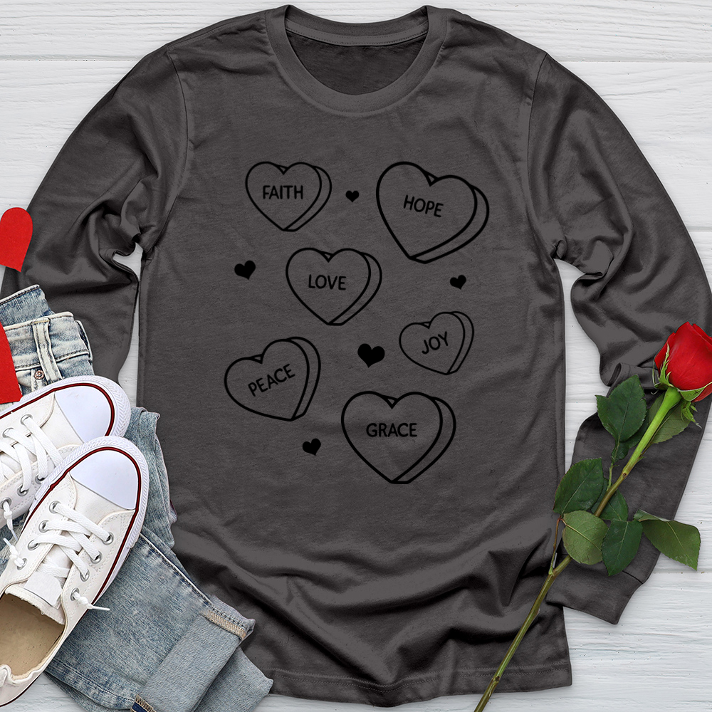 Inspirational Candy Hearts Softstyle Long Sleeve