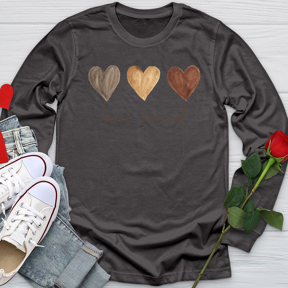 Be Kind Watercolor Hearts Softstyle Long Sleeve