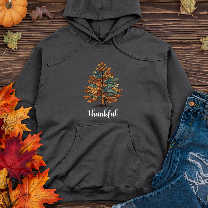 Vintage Cozy Plaid Pine Tree Midweight Hooded Sweatshirt