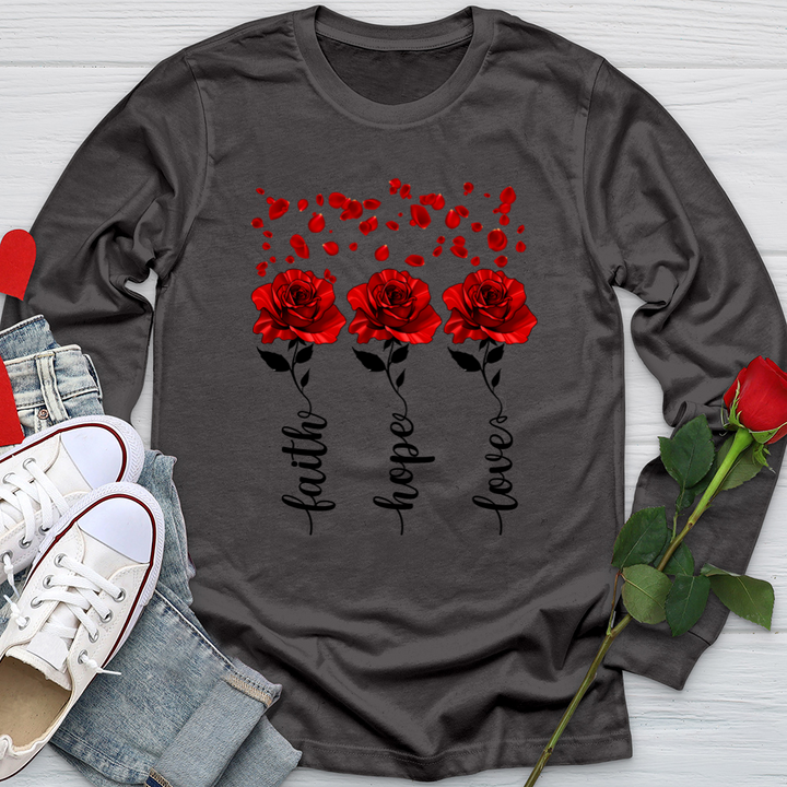 Faith Hope Love Roses Softstyle Long Sleeve