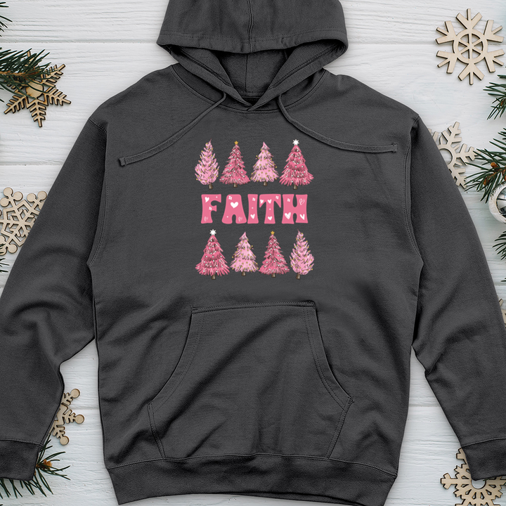 Pink Christmas Tree Midweight Hooded Sweatshirt