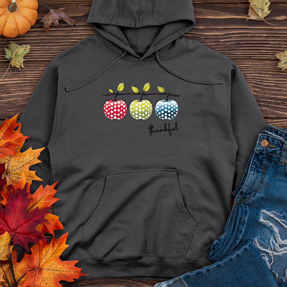 Retro Harvest Polka Dot Trio Apples Midweight Hooded Sweatshirt