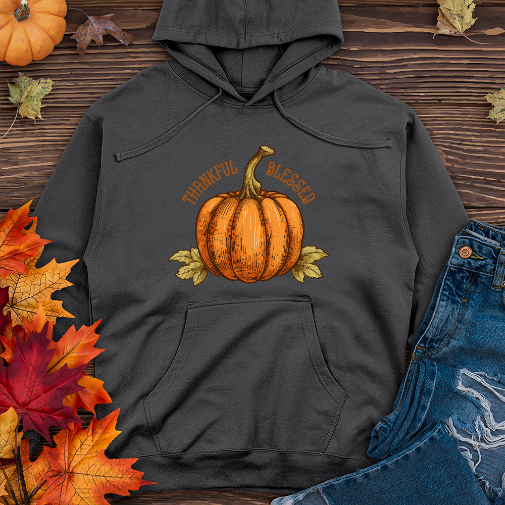 Thankful Blessed Pumpkin Midweight Hoodie