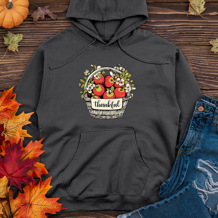 Retro Harvest Apple Blossom Basket Midweight Hooded Sweatshirt