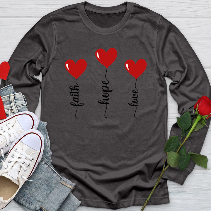 Faith Hope Love Heart Balloons Softstyle Long Sleeve