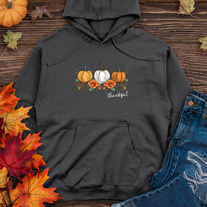 Vintage Cozy Floral Trio Pumpkins Midweight Hooded Sweatshirt