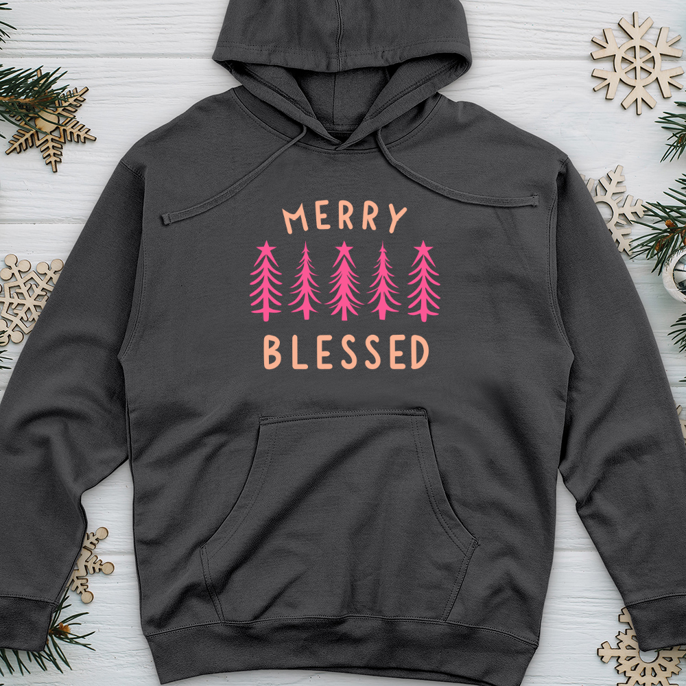 Merry Blessed Tree Midweight Hooded Sweatshirt