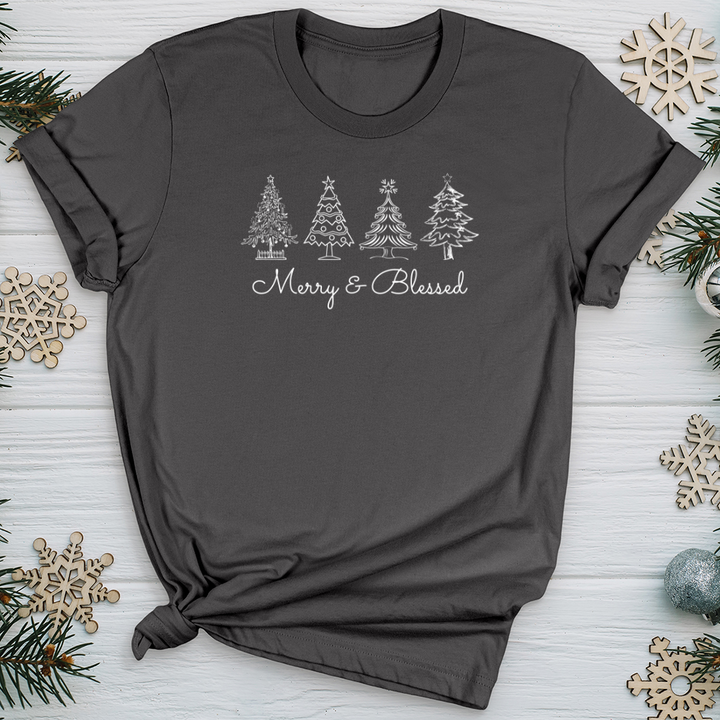 Merry & Blessed White Trees Softstyle Tee