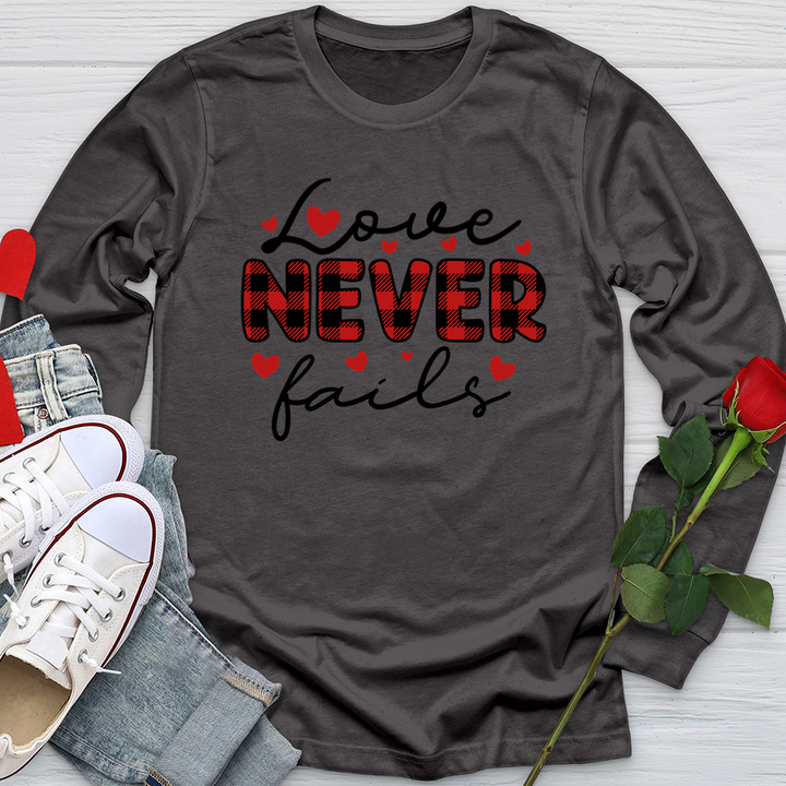 Love Never Fails Red Patterned Softstyle Long Sleeve