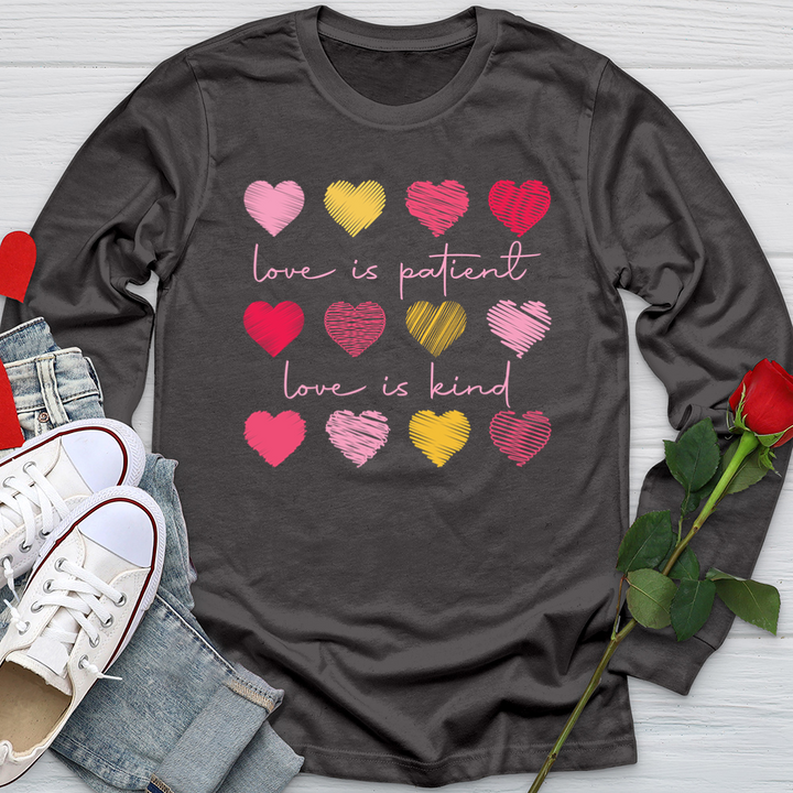 Multi Colored Hearts Softstyle Long Sleeve