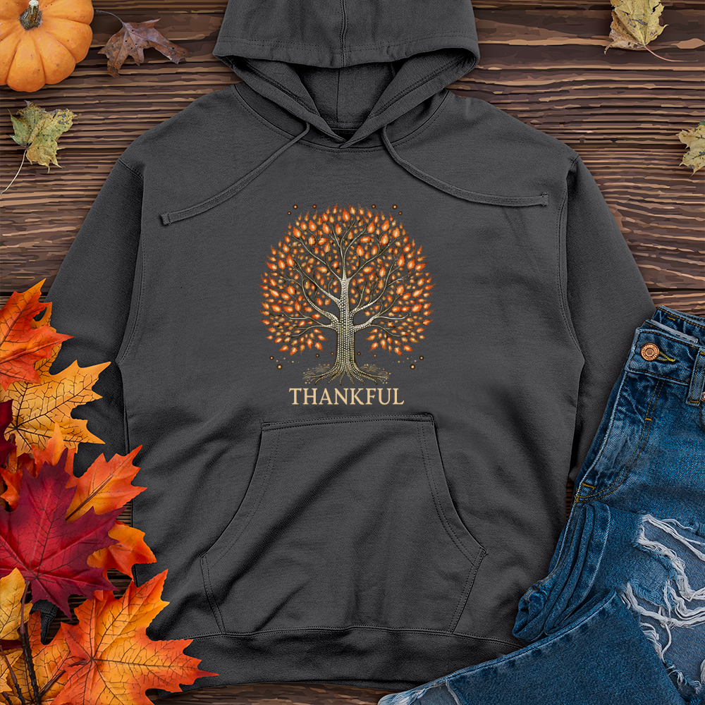 Glimmering Bonfire Fall Themes Tree Midweight Hooded Sweatshirt