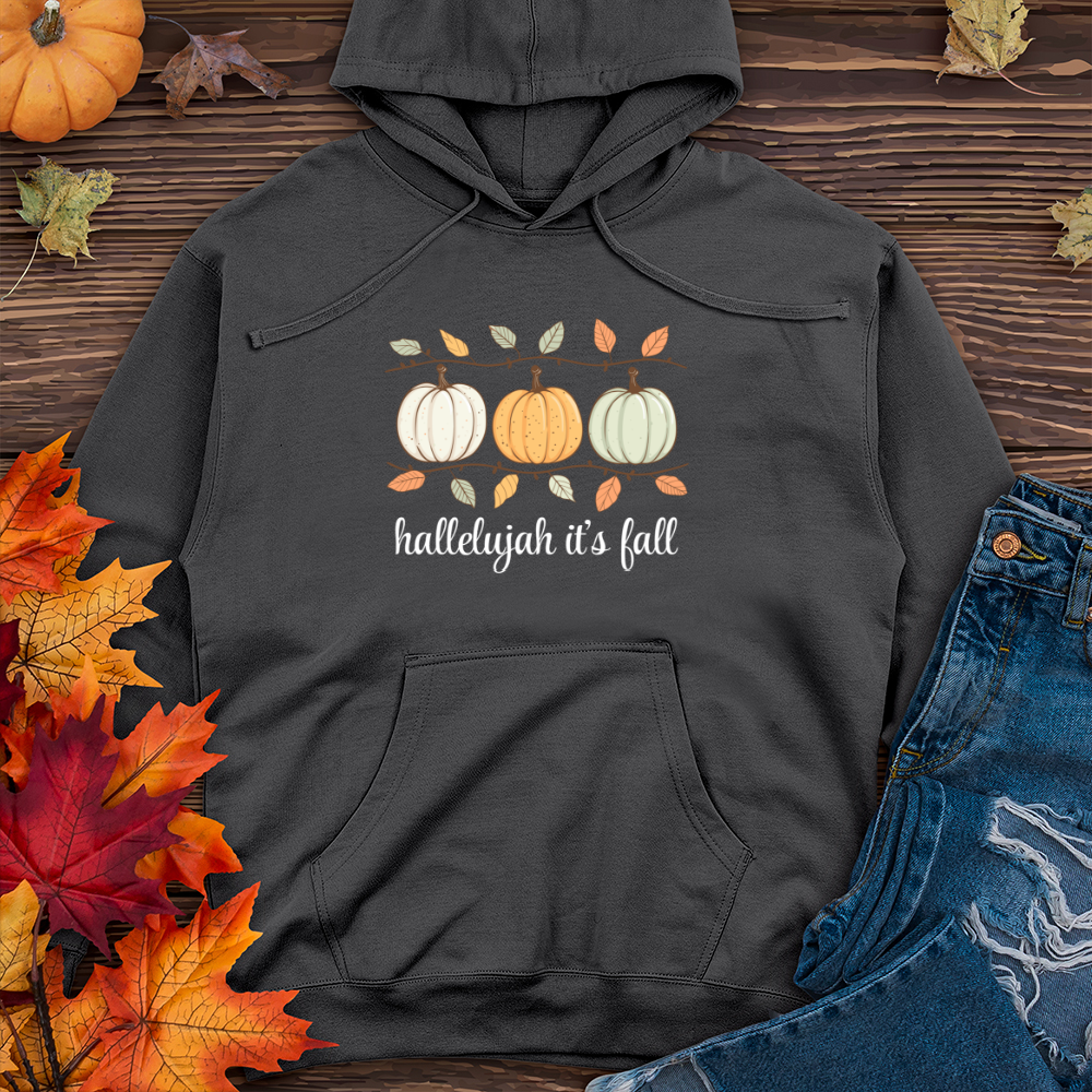 Orange Pastel Pumpkin Trio Midweight Hooded Sweatshirt