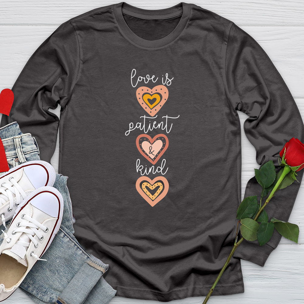 Love Is Patient Vertical Hearts Softstyle Long Sleeve