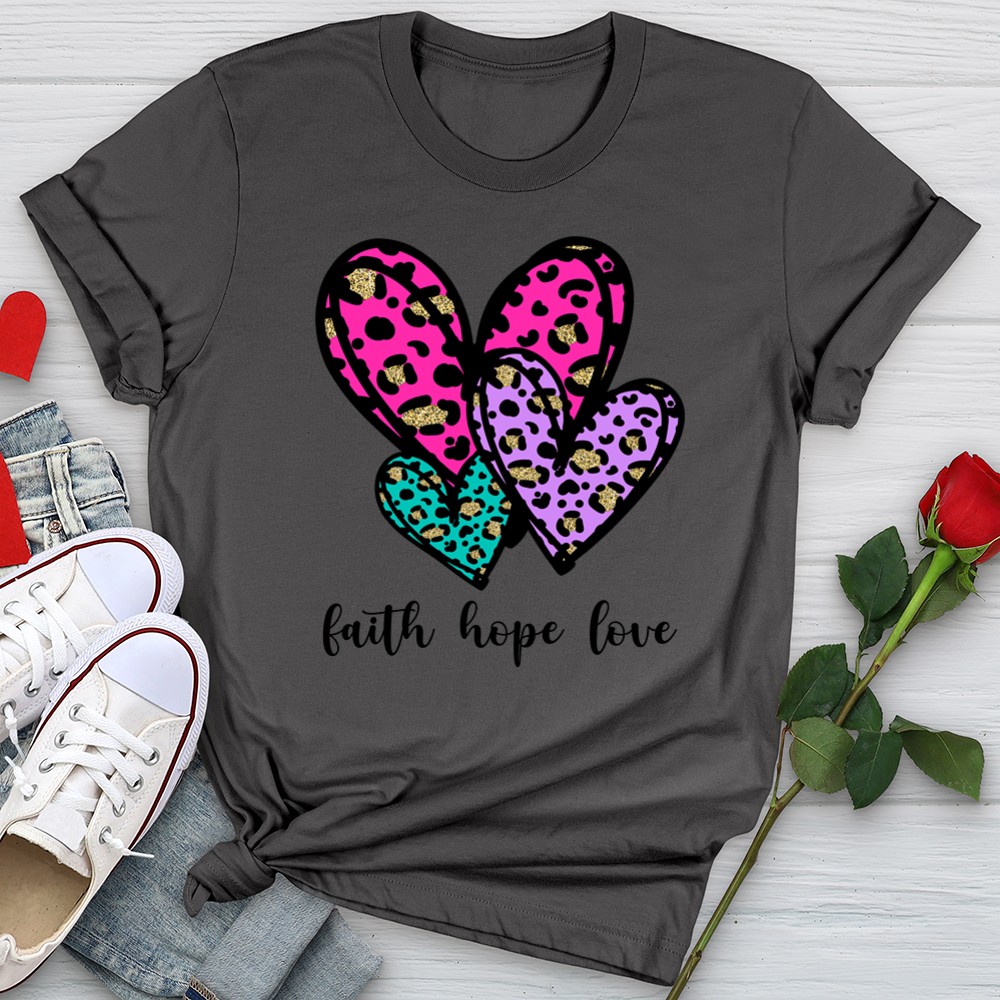 Faith hope love coloful leopard Softstyle Tee