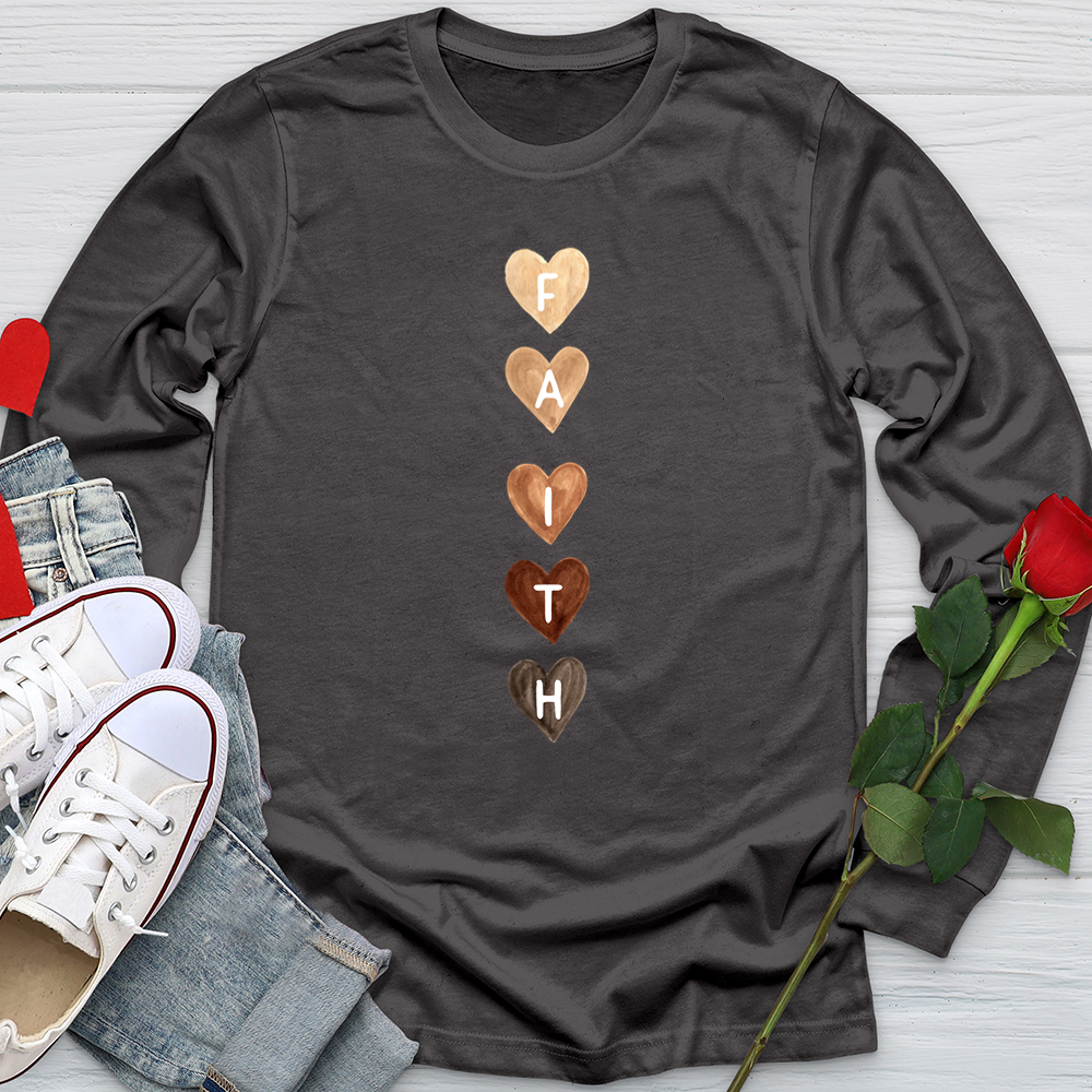 Faith Watercolor Hearts Softstyle Long Sleeve