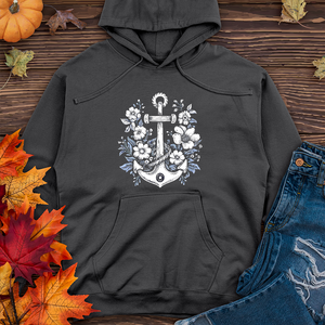 Anchor with flower Midweight Hoodie