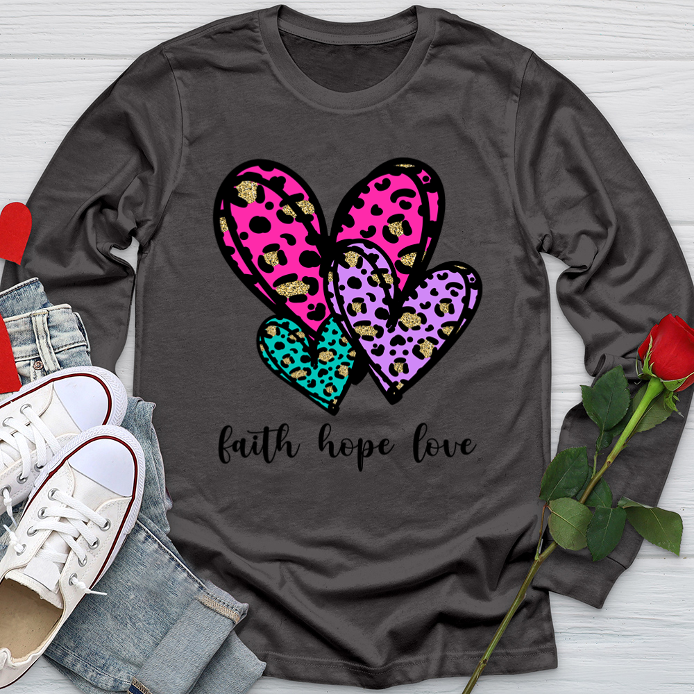 Faith hope love coloful leopard Softstyle Long Sleeve