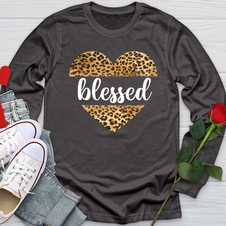 Blessed Leopard Heart Softstyle Long Sleeve