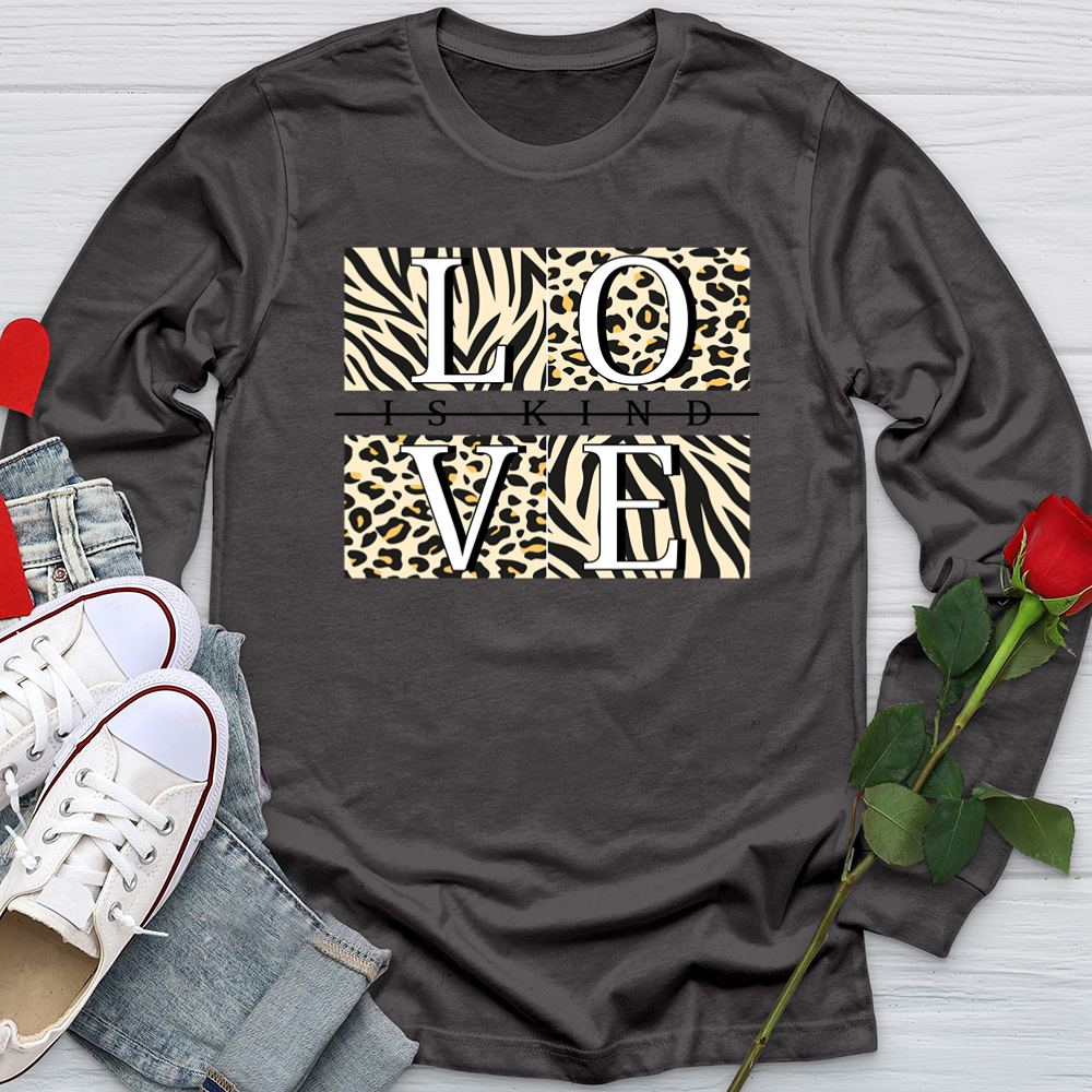 Love Is Kind Leopard Squares Softstyle Long Sleeve