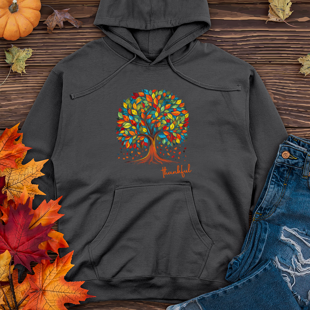 Vintage Floral Fall Tree Midweight Hooded Sweatshirt