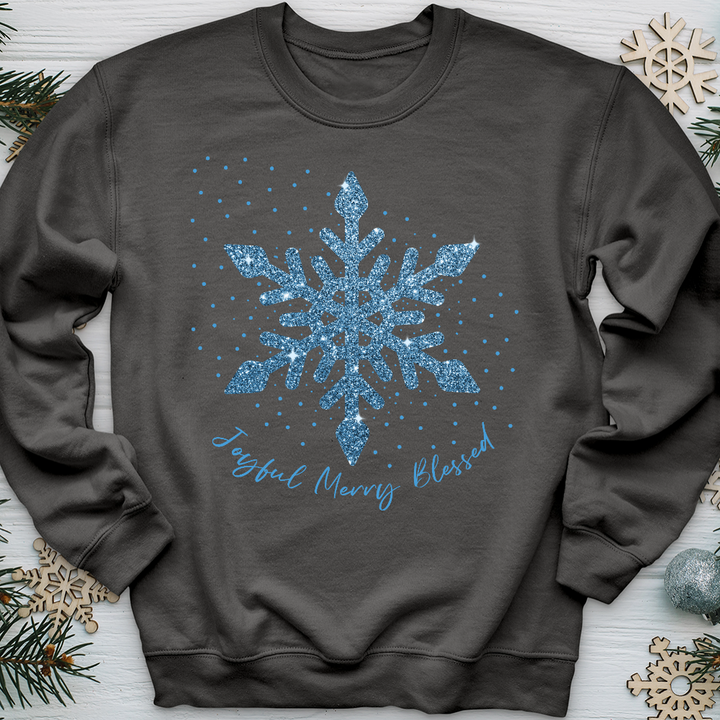 Joyful Merry Blessed Blue Snowflake Crewneck