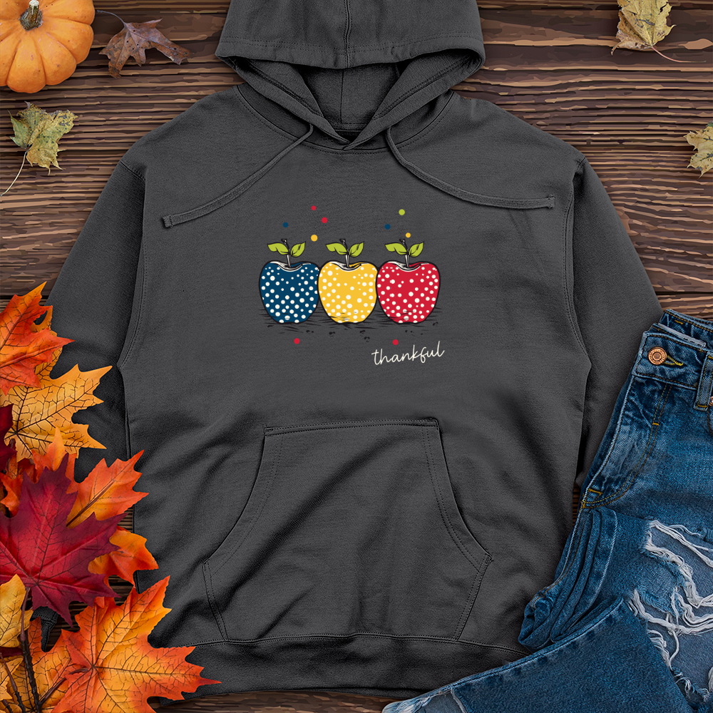 Vintage Picnic Polka Dot Trio Apples Midweight Hooded Sweatshirt