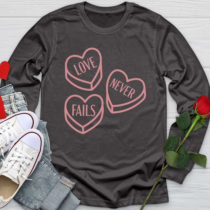 Love Never Fails Candy Softstyle Long Sleeve