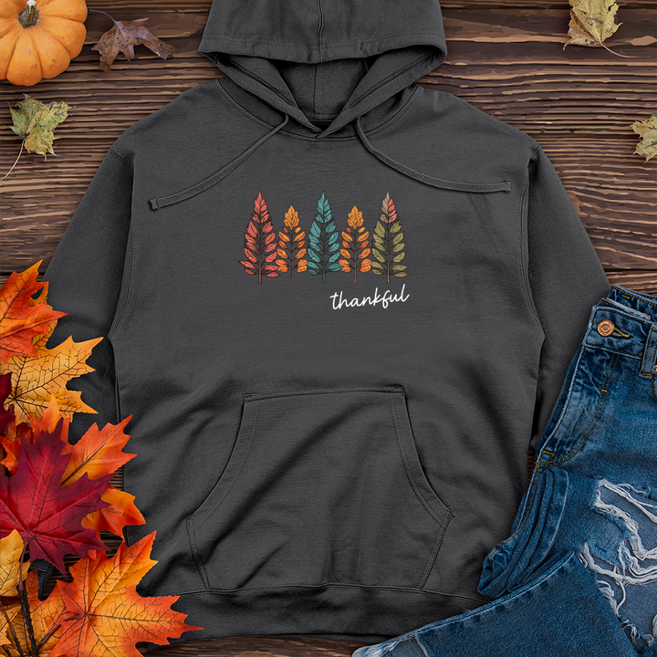 Retro Cozy Floral Trio Pine Trees Midweight Hooded Sweatshirt