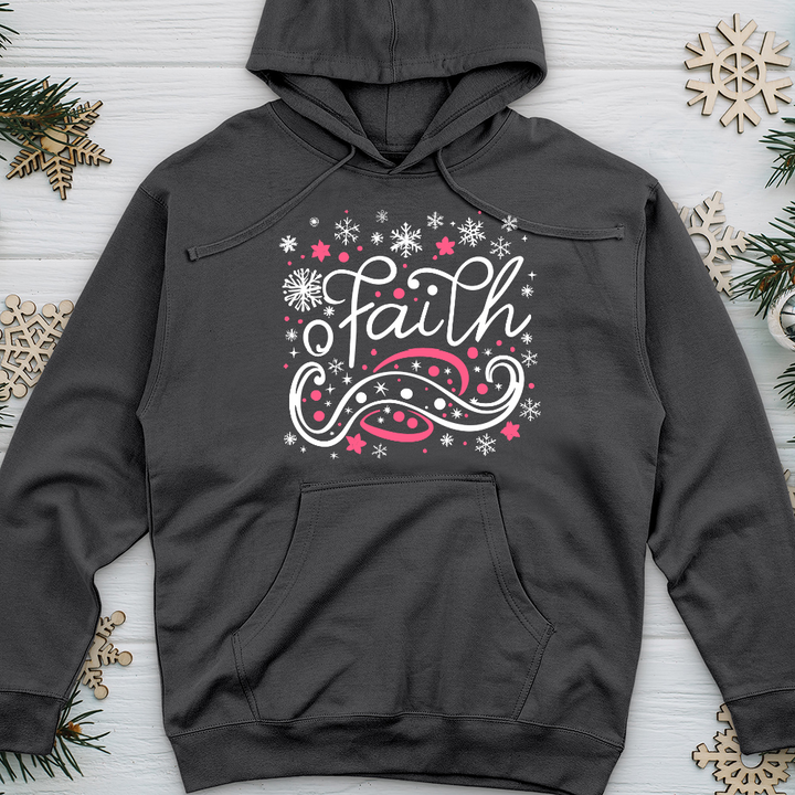 Faith Pink Snowflake Scene Midweight Hooded Sweatshirt