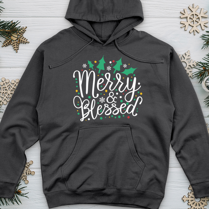 Cute Merry Blessed Midweight Hooded Sweatshirt