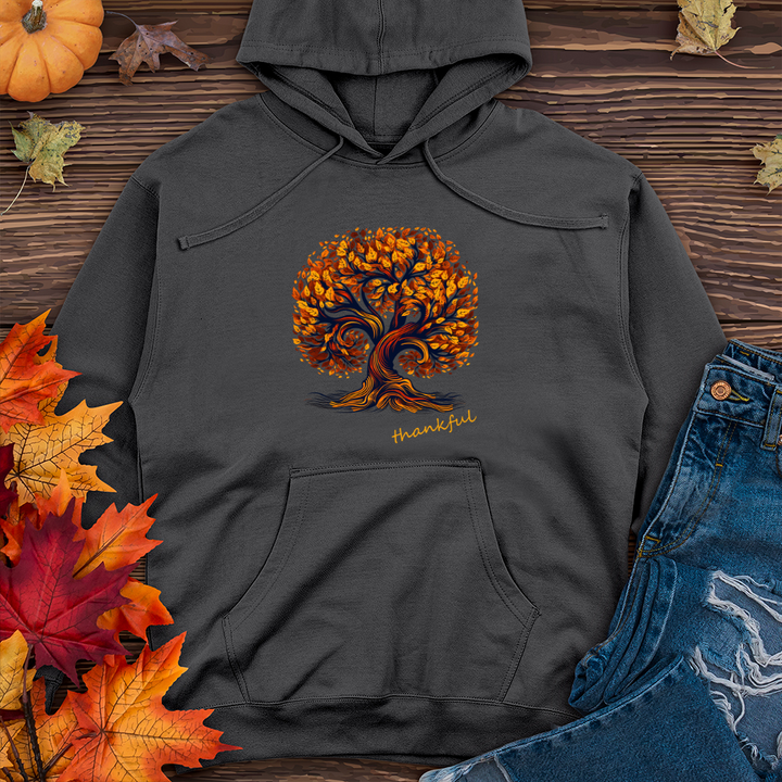 Thankful Batik Autumn Tree Midweight Hooded Sweatshirt