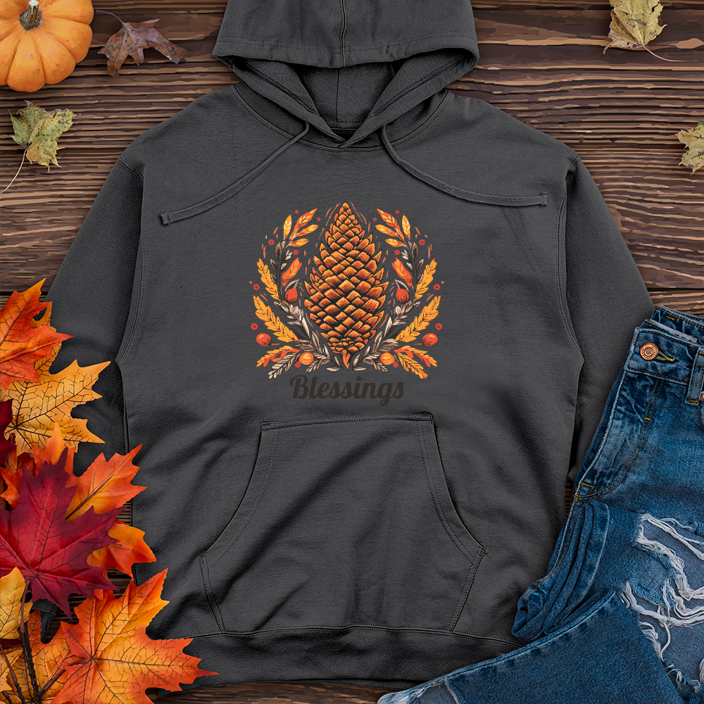 Herringbone Pinecone Blessings Midweight Hoodie