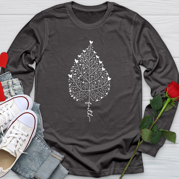 Faith Heart Leaf Softstyle Long Sleeve