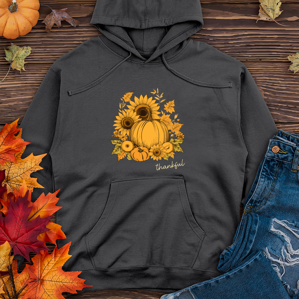 Vintage Sunflower Harvest Icons Midweight Hooded Sweatshirt