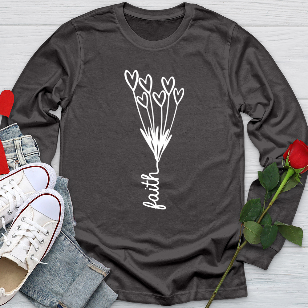 Faith Heart Bouquet Softstyle Long Sleeve