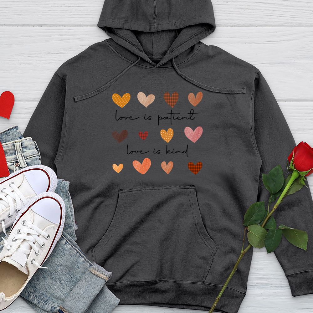 Autumn Heart Patterns Midweight Hooded Sweatshirt