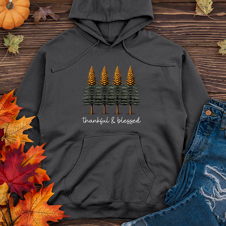 Classic Houndstooth Trio Pine Trees Midweight Hooded Sweatshirt