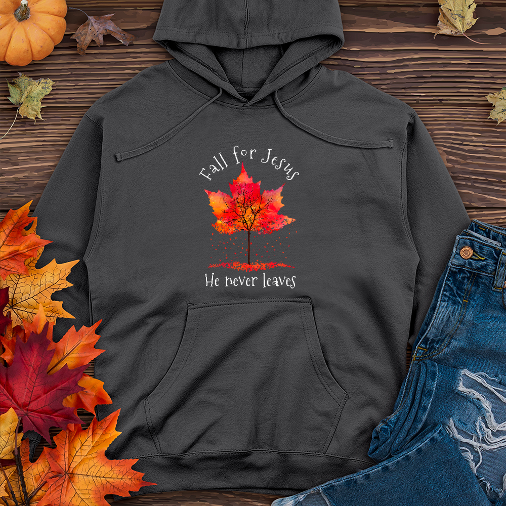 Fall For Jesus Falling Leaves Midweight Hoodie