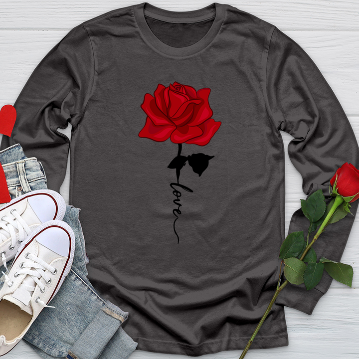 Red Love Rose Softstyle Long Sleeve