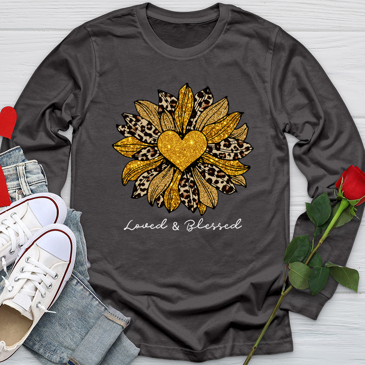 Loved & Blessed Leopard Sunflower Softstyle Long Sleeve