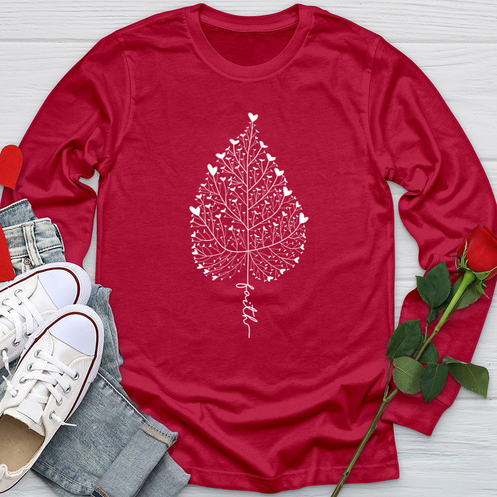 Faith Heart Leaf Softstyle Long Sleeve