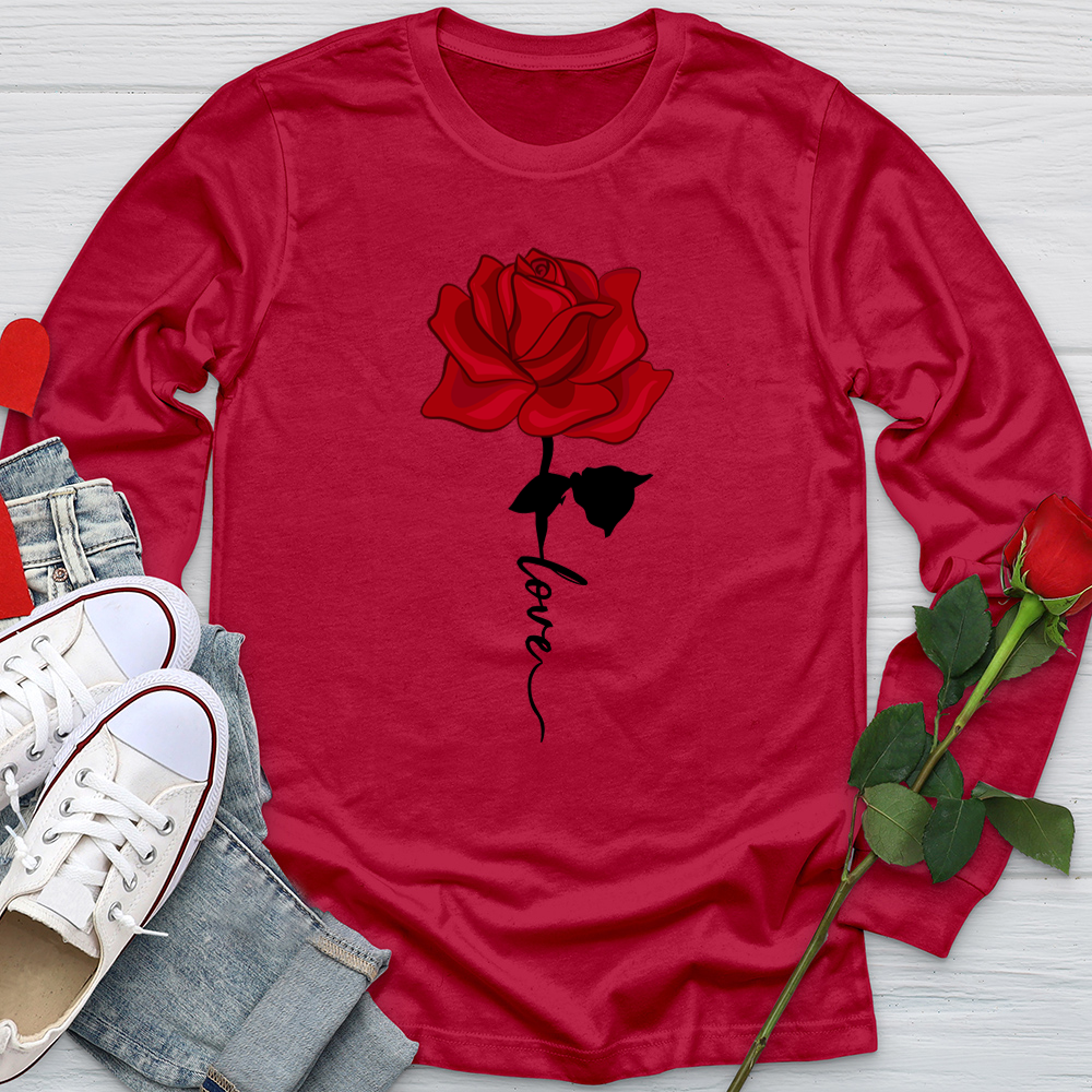 Red Love Rose Softstyle Long Sleeve