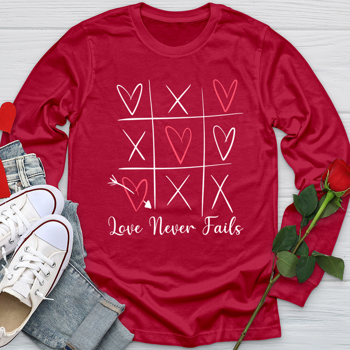 Love Never Fails Tic Tac Toe Softstyle Long Sleeve