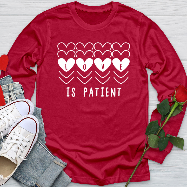 Love Is Patient Hearts Softstyle Long Sleeve