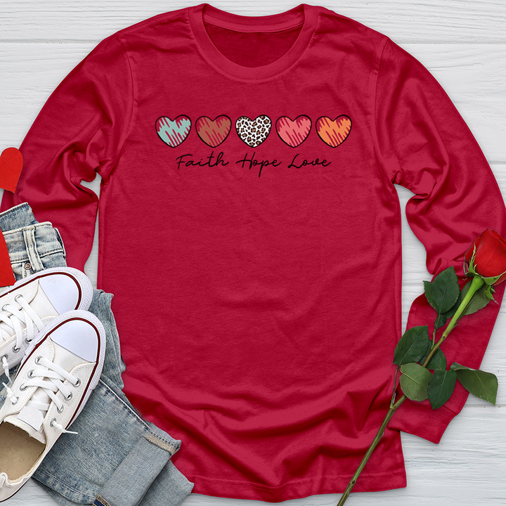 Faith Hope Love Mini Hearts Softstyle Long Sleeve