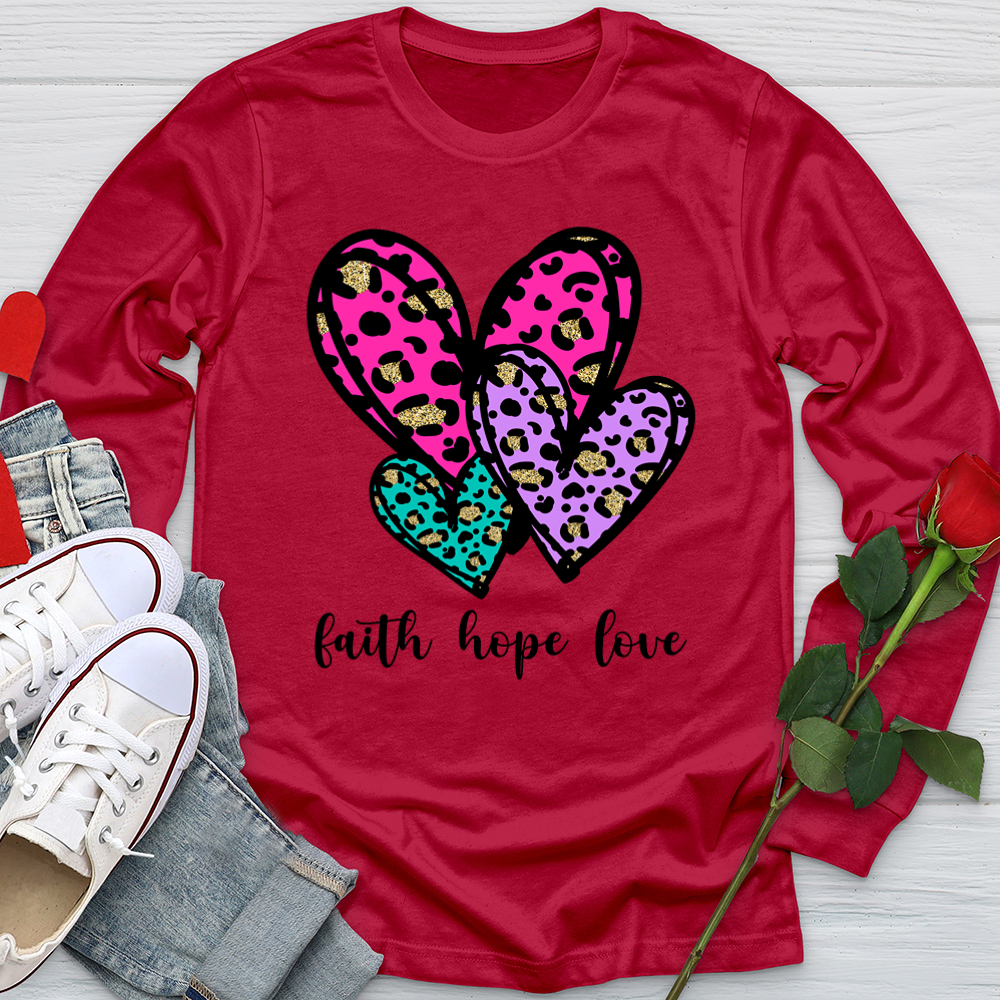 Faith hope love coloful leopard Softstyle Long Sleeve