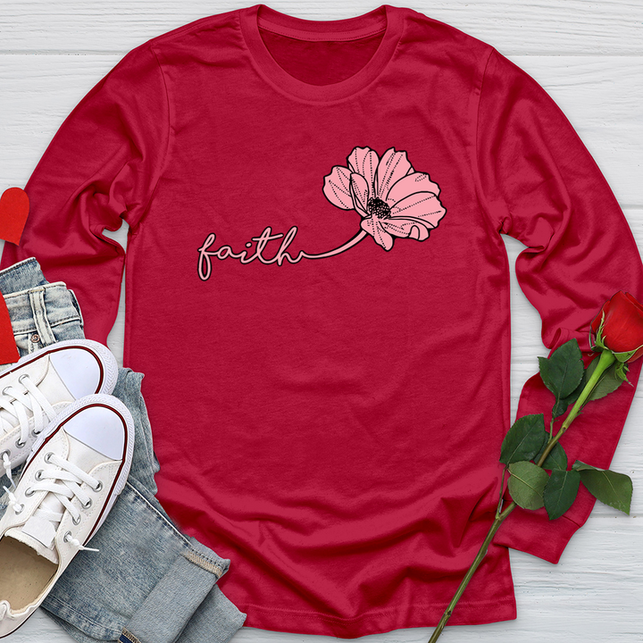 Faith Pink Rose Petal Softstyle Long Sleeve