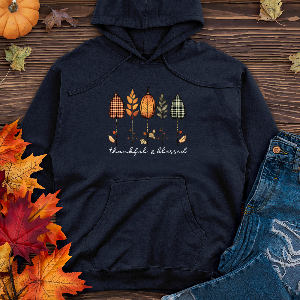 Retro Autumn Plaid Flannel Trio Midweight Hooded Sweatshirt