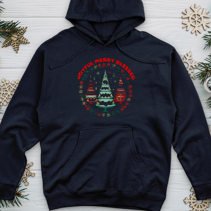 Vintage Christmas Tree Circle Midweight Hooded Sweatshirt