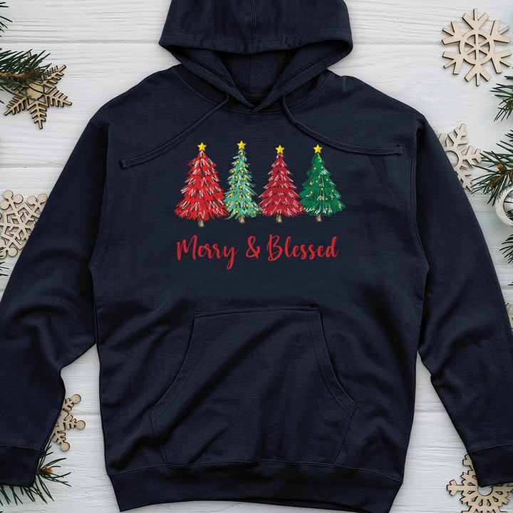 Merry Blessed Christmas Colors Midweight Hooded Sweatshirt